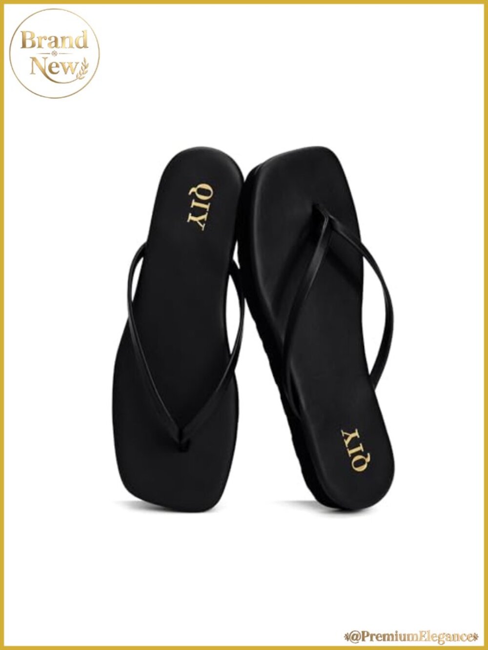 QIY Women's Platform Flip Flops Faux Leather Memory Foam Sandals